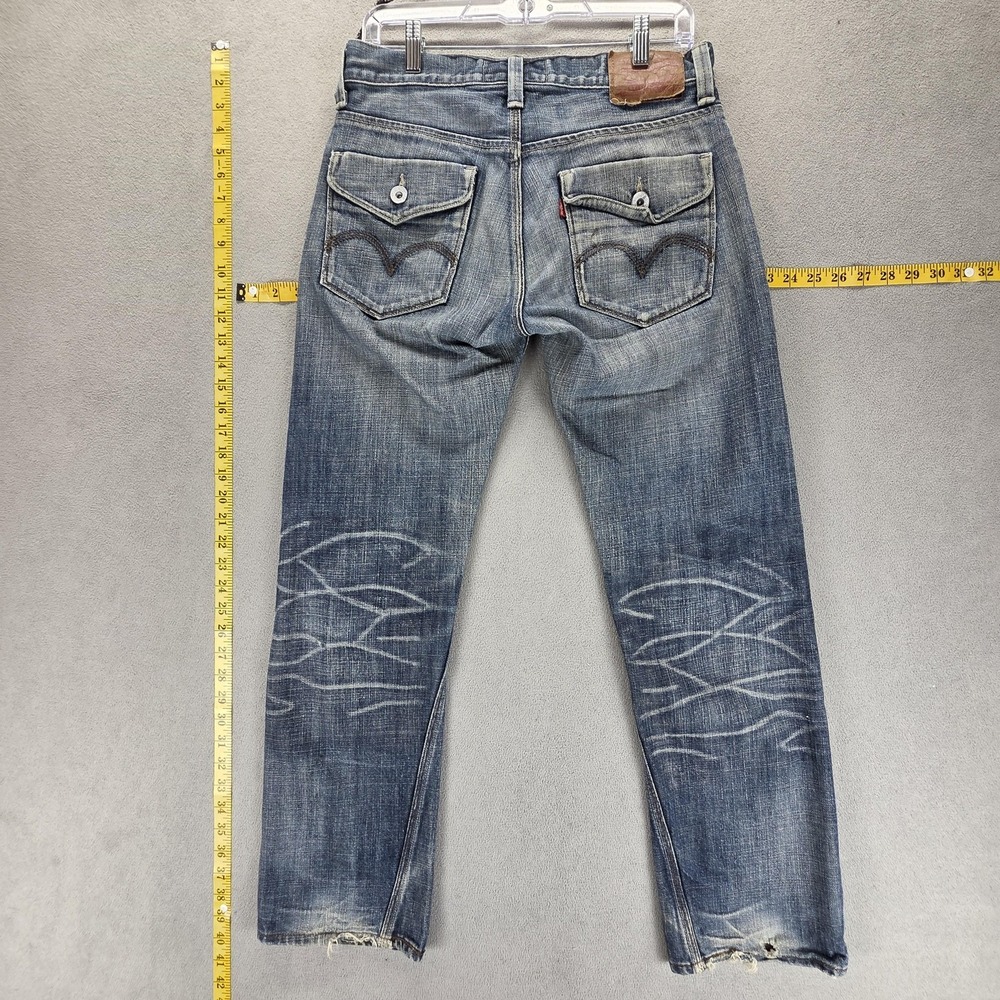 Vintage Levis Engineered Jeans Mens 30x30 Blue Whiskers Honeycomb Slim Straight